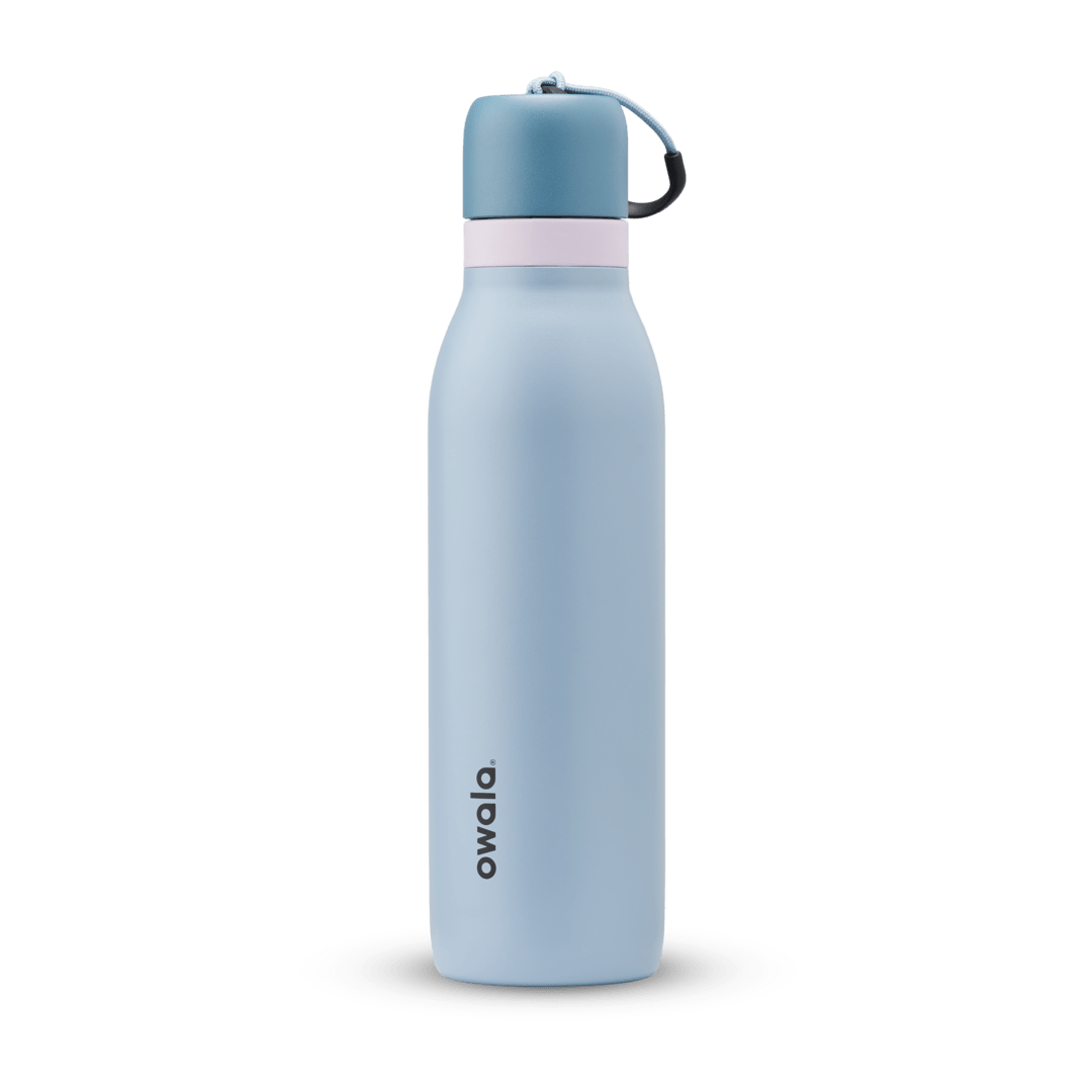 Owala light-blue 18oz FreeSip Twist water bottle.